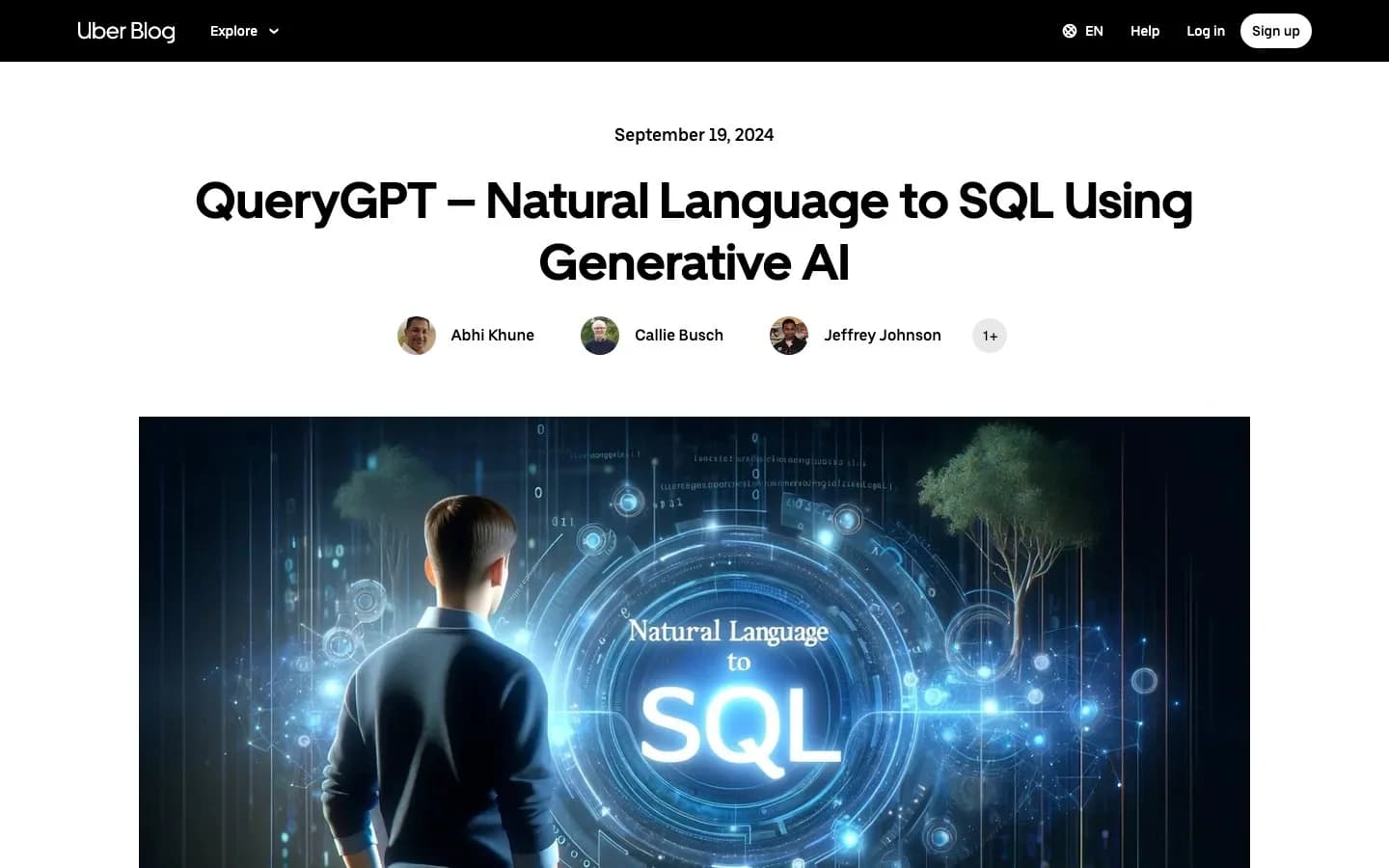 Uber's engineering blog post "QueryGPT – Natural Language to SQL Using Generative AI"