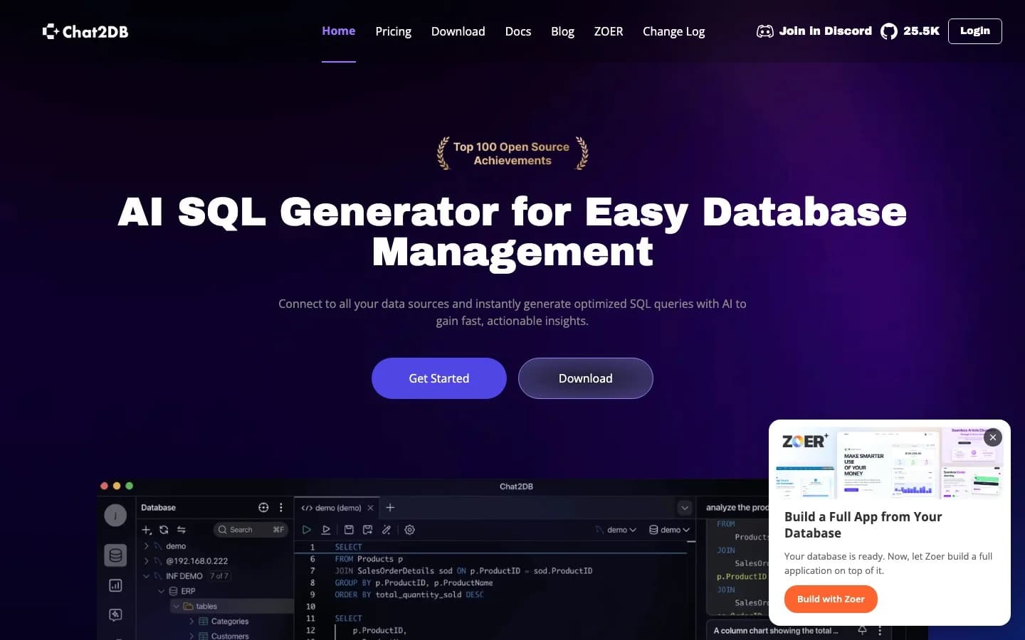 Chat2DB homepage