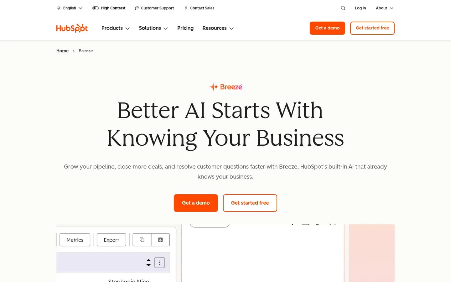 HubSpot Breeze — embedded AI across every HubSpot hub
