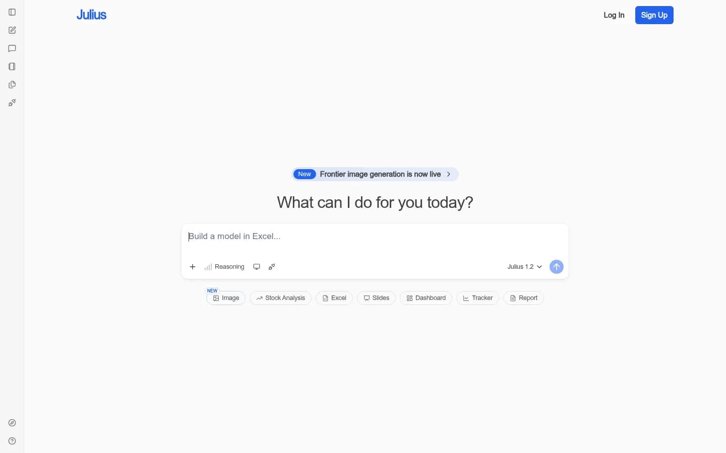 Julius AI — dedicated marketing-AI landing page with a free tier