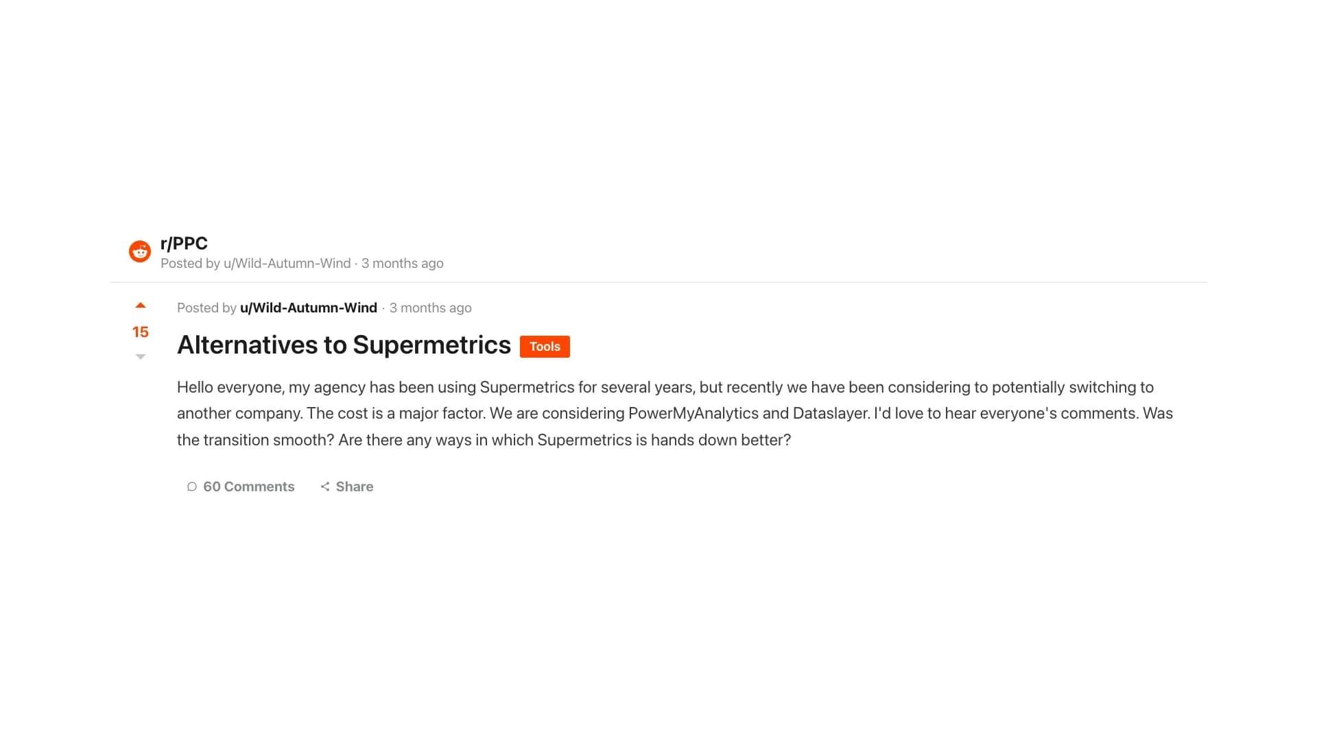 r/PPC: marketers are switching from Supermetrics to DataSlayer for cost
