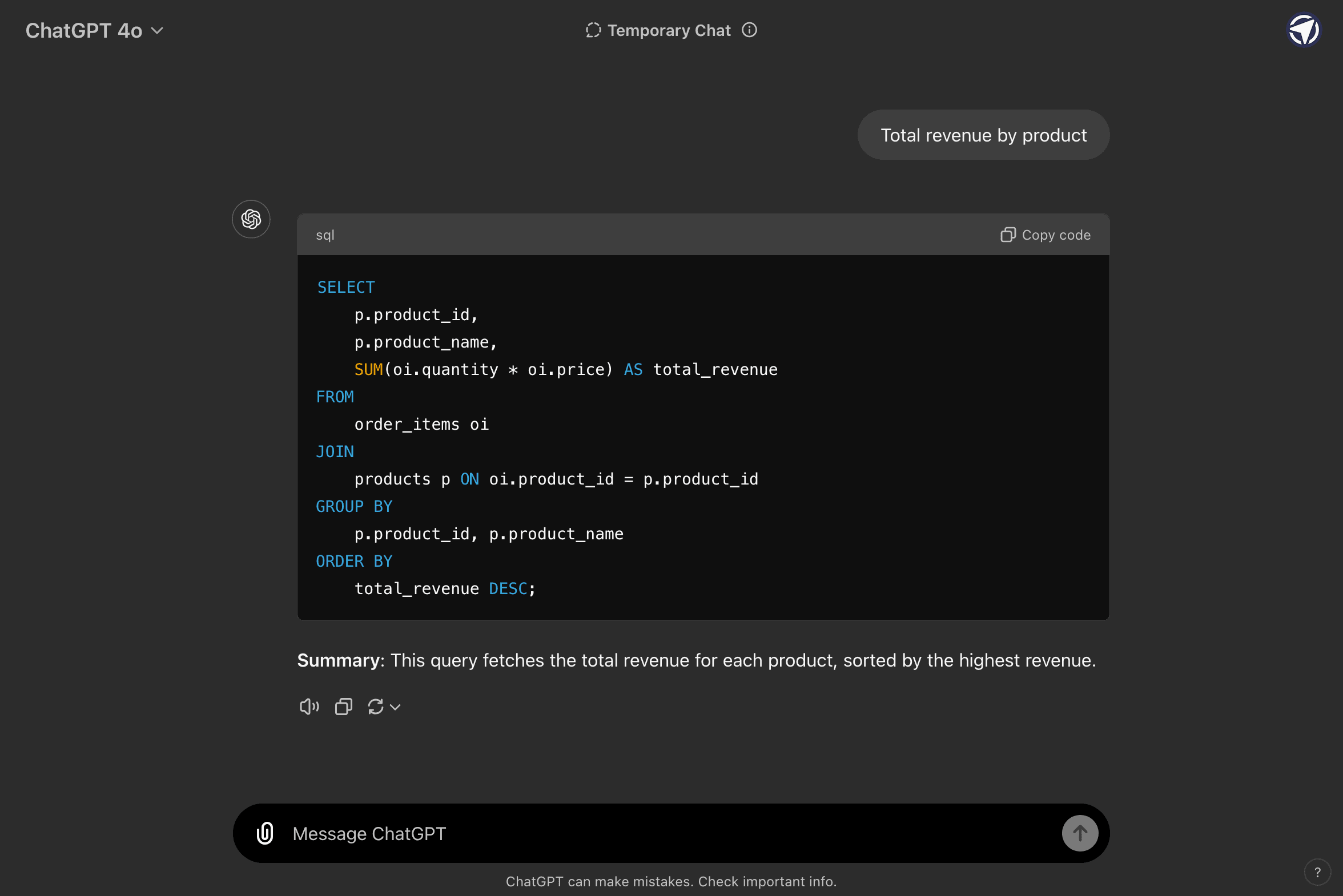 An example of chatGPT doing data analysus
