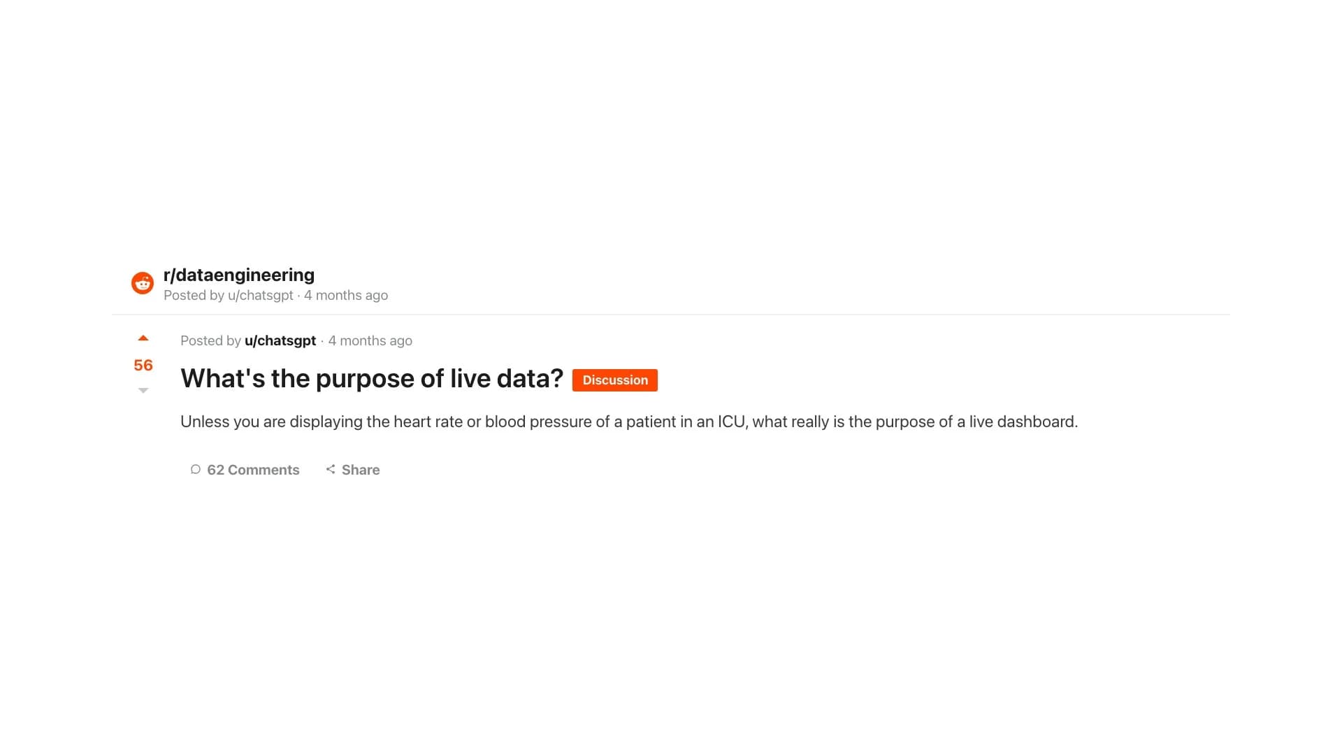 r/dataengineering: dashboards are stupid, business is interested in the thing after the dashboard