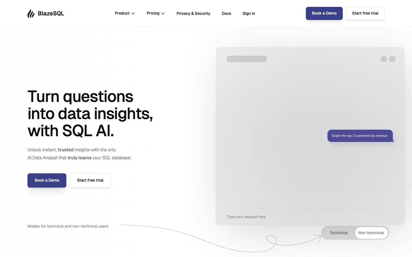 BlazeSQL homepage