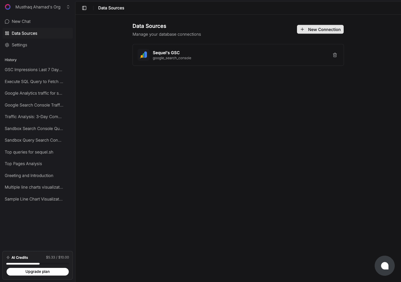 Sequel Data Sources page
