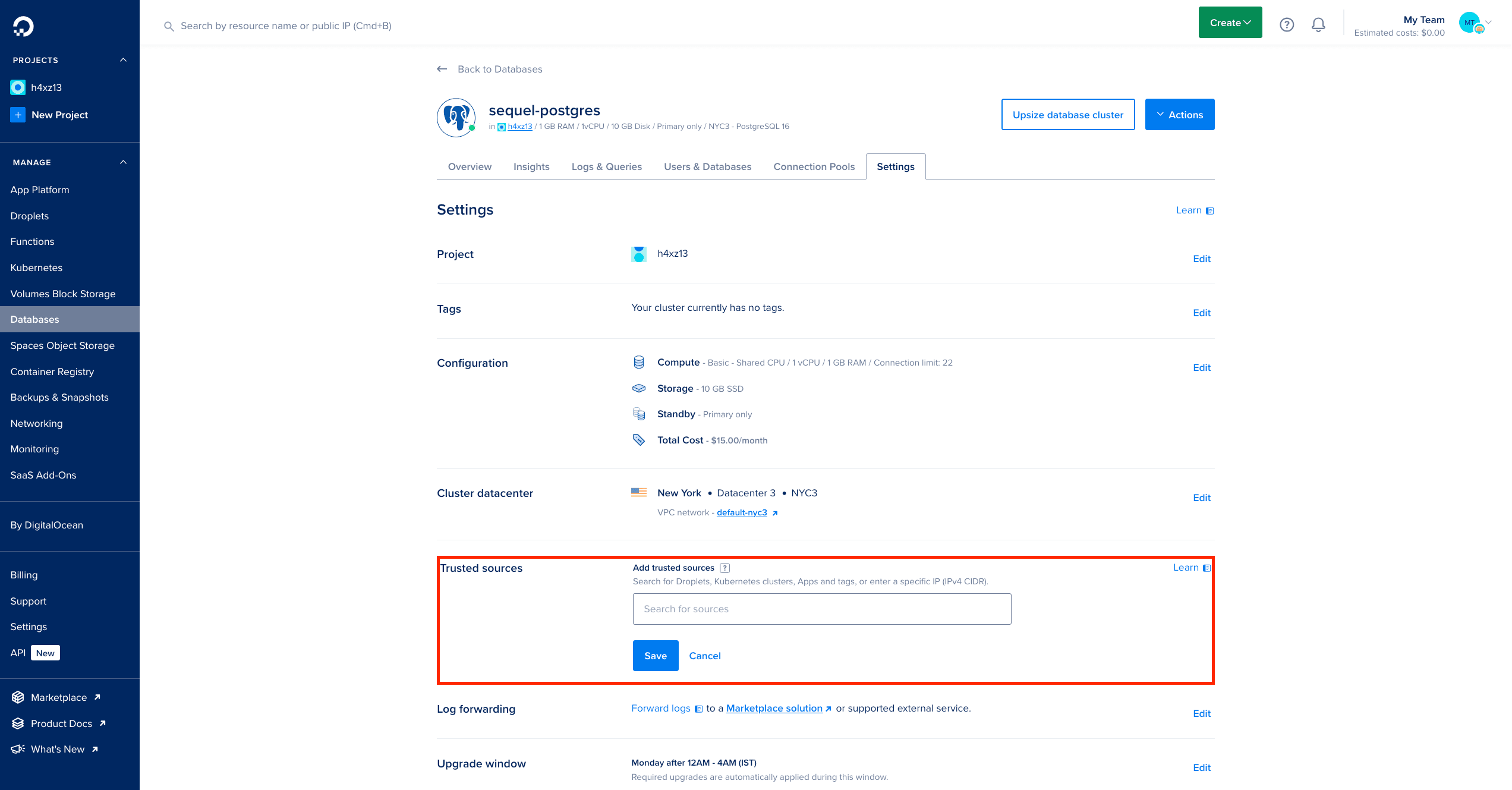 digitalocean dashboard