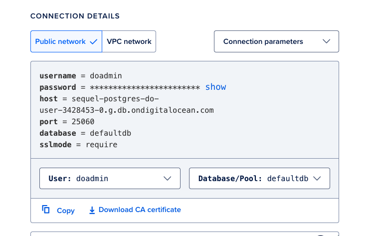 digitalocean dashboard