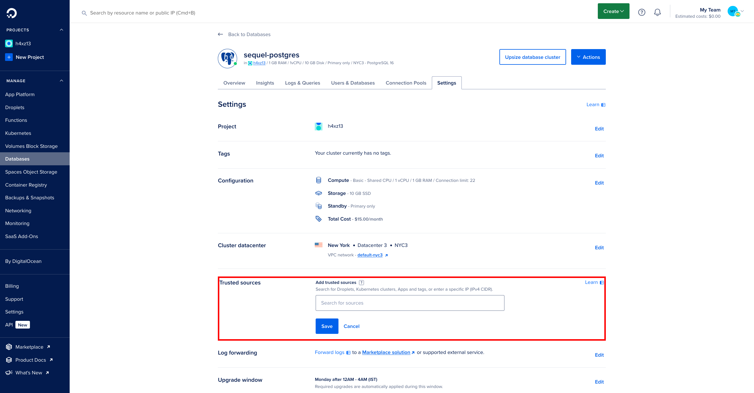 digitalocean dashboard